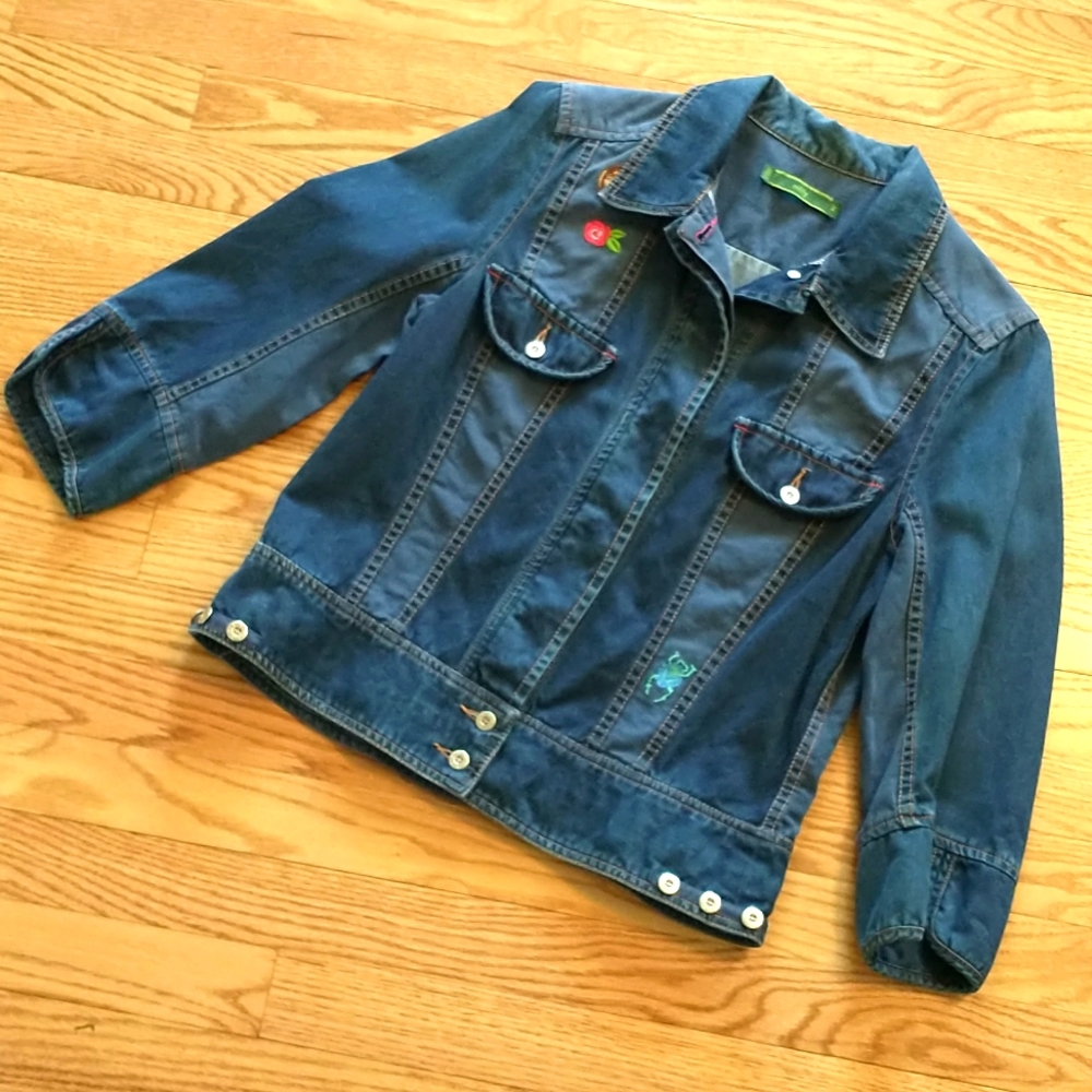 Oilily Unique Embroidered ¾ sleeve Denim Jacket 36 US 6 SMALL - Picture 3 of 12